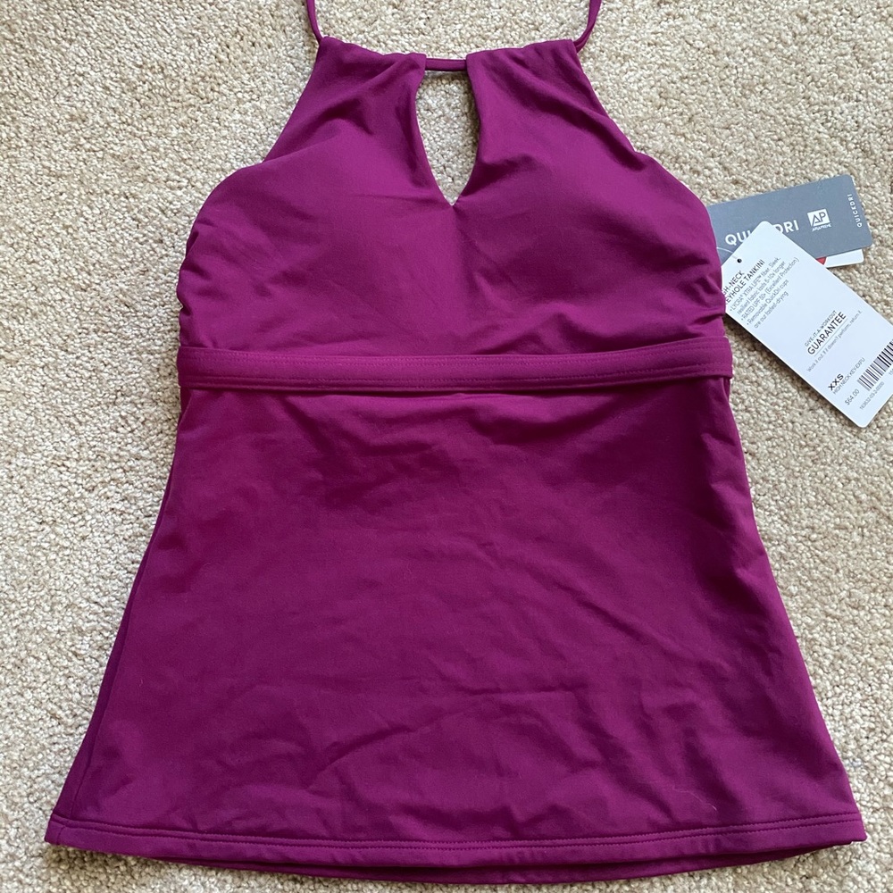 NWT Athleta High Neck keyhole tankini top fuschia